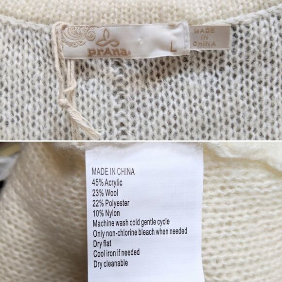 NWT PRANA Shelby Poncho Knit Top Cream L - Picture 8 of 9